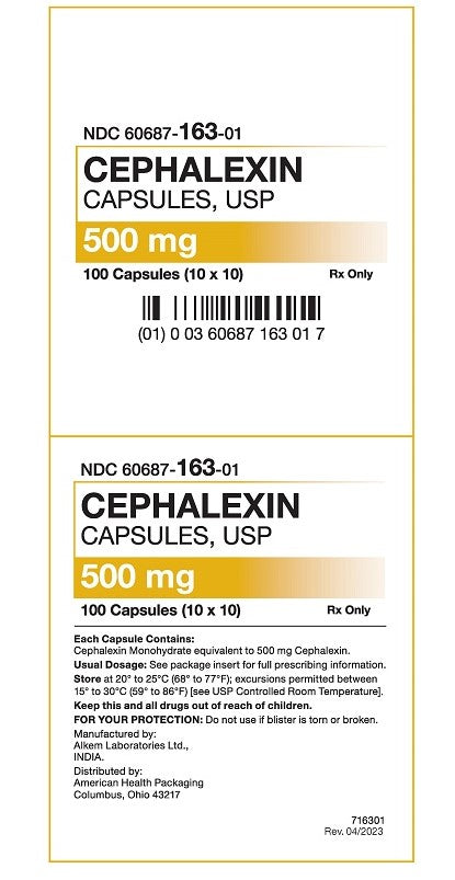 Cephalexin 500mg capsules-100/bottle