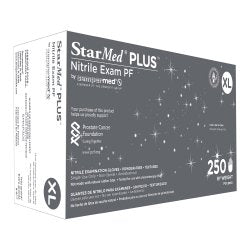 StarMed® Plus Exam Glove, X-Large, NS, Nitrile, Standard Cuff Length, Textured Fingertips, Blue, Chemo Tested / Fentanyl Tested 250/BX - Sempermed USA