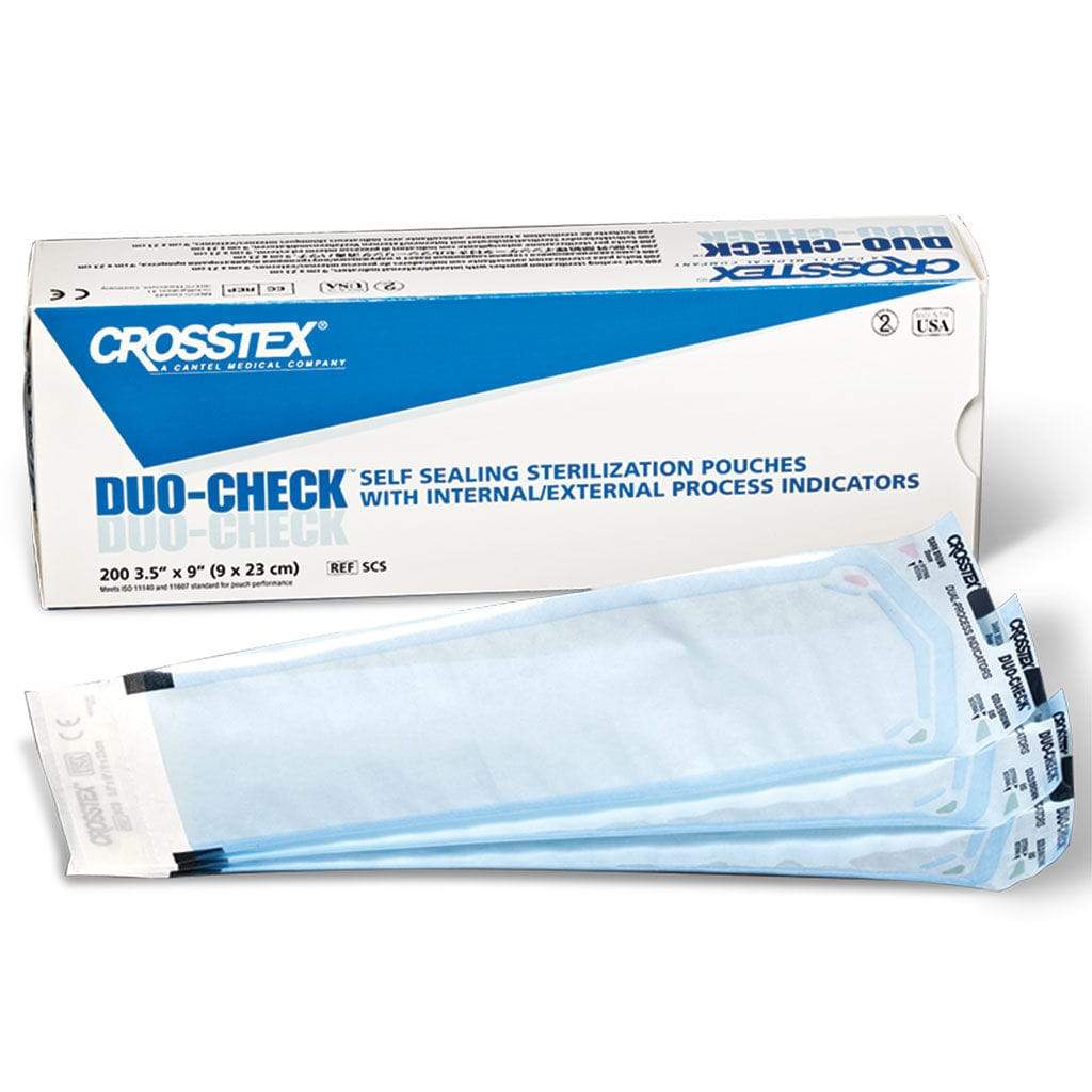 Sterilization Pouch, Sure-Check 3.5 in x 9 in Clear, Latex Free, 500/Bx - Crosstex