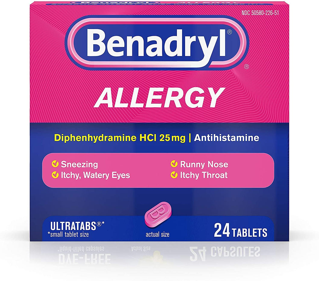 Diphenhydramine Tablets 25mg 24/ct - Benadryl