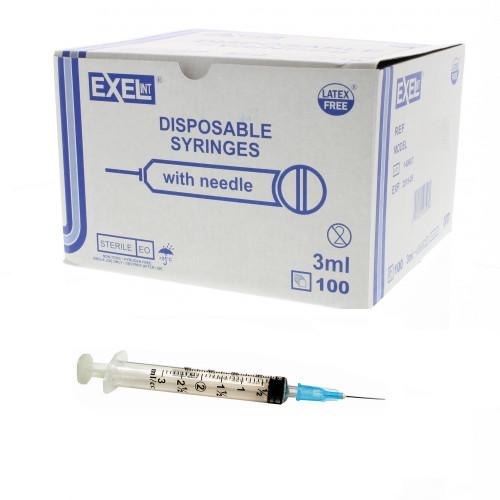 Syringe w/ Needle, Luer Lock, 3cc, Low Dead Space Plunger, 23G x 1