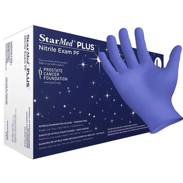 Exam Gloves, StarMed Plus, Nitrile, Textured Fingertips, Chemo Tested, Medium, 300/bx - Sempermed