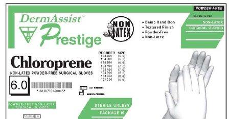 Surgical Glove DermAssist Prestige, Size 8, Sterile, Polyisoprene, Extended Cuff Length, Fully Textured, Ivory, (not Chemo Approved), Chloroprene, Non-latex, PF - 25pr/box - Innovative Healthcare Corporation