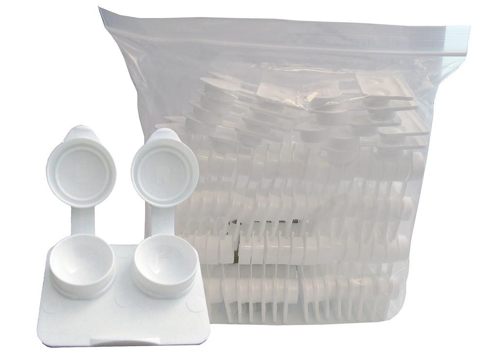 Contact lens cases (Ribbed Extra deep) Flat pack, White - 50/bag