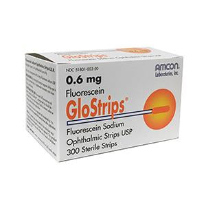 GloStrips 0.6mg( Fluorescein Sodium Ophthalmic Strips) 300/box - Amcon