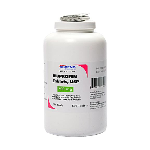 Ibuprofen Tablets 800mg bottle, 500/bottle - Ascend Laboratories, LLC