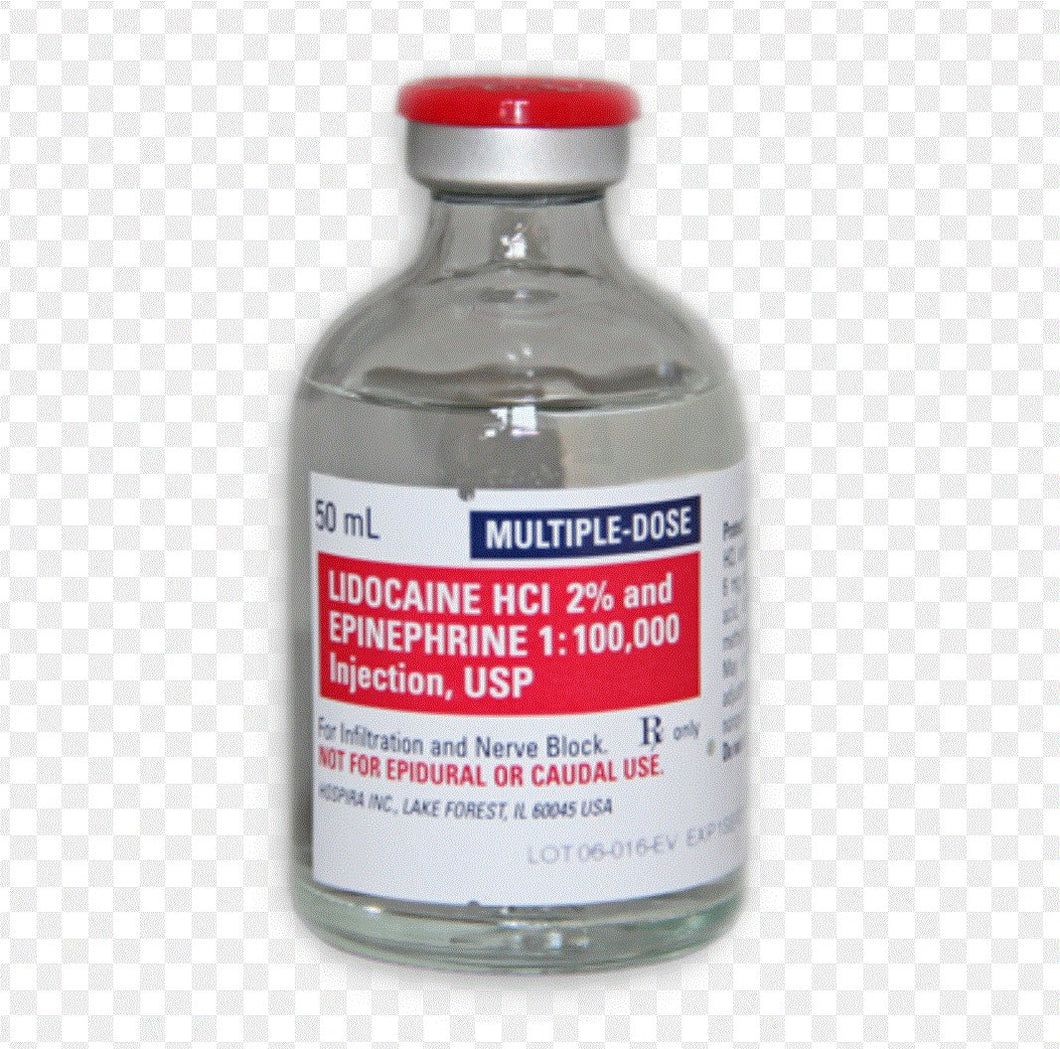 Lidocaine 2% w/ Epi MDV, 50mL vial - Hospira