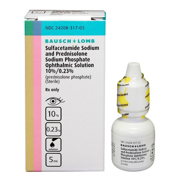 Sulfacetamide Sodium and Prednisolone Sodium Phosphate Ophthalmic Solution 10%/0.23% - 5mL - Bausch