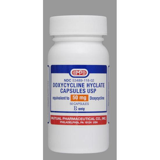 Doxycycline Hyclate cap 50mg, 50/bt - Mutual Pharma