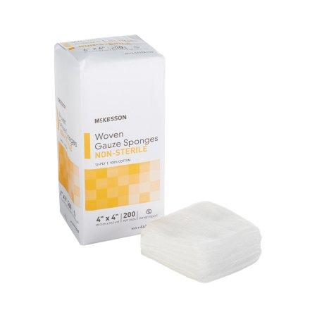 Gauze Sponge Cotton 12-Ply 4 X 4 NonSterile, Bag of 200 - McKesson