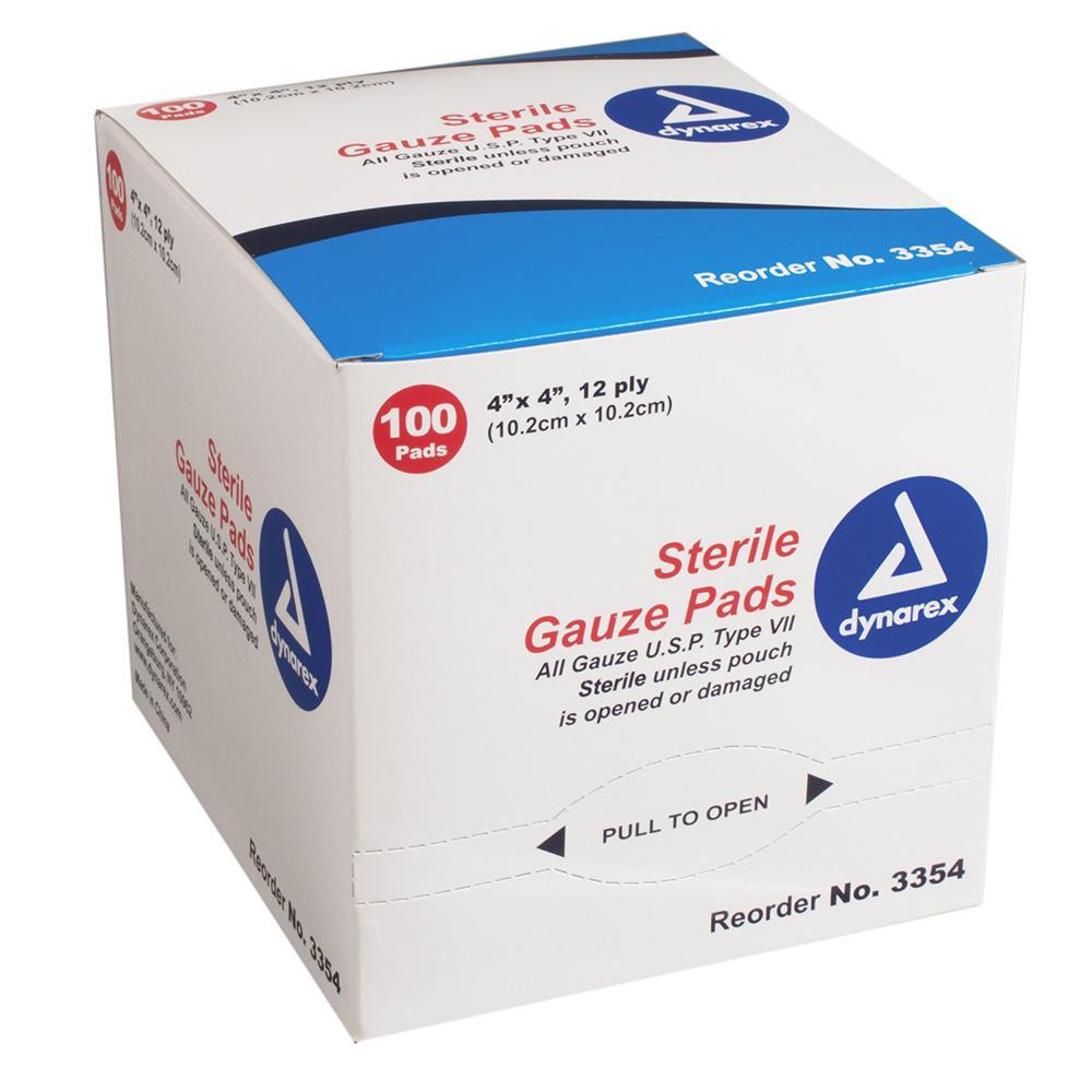 Sterile Gauze Pad's 1's 4x4 12 ply 100/box- dynarex