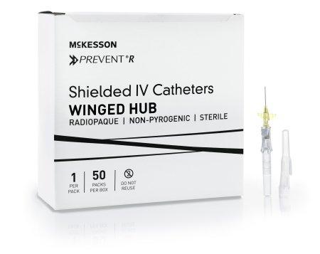 Peripheral IV Catheter McKesson Prevent R 24 Gauge 0.75 Inch Button Retracting Safety Needle, 50/box - McKesson
