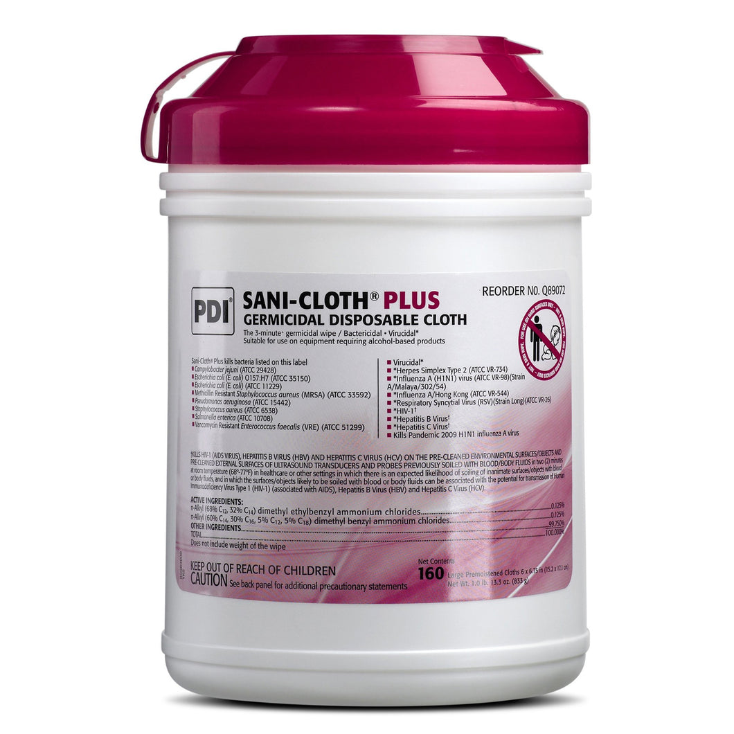Sani- Cloth Plus Surface Disinfectant Cleaner, 160/can - Professional Disposales