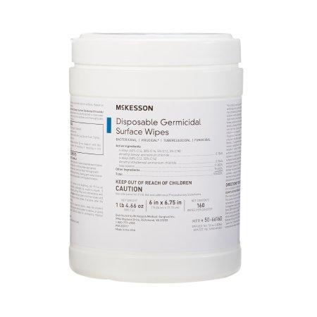 Disposable Germicidal Surface Wipes, 160ct can - McKesson