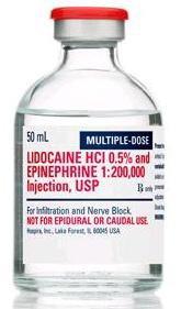 Lidocaine 0.5%  w/Epi MDV 50mL - Hospira